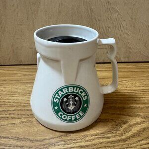 Vintage Starbucks Coffee Mug Fat Boy with lid travel Flat bottom